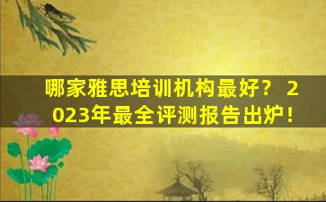 哪家雅思培训机构最好？ 2023年最全评测报告出炉！